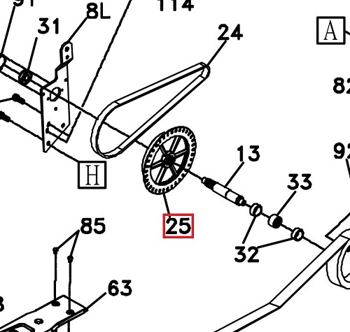 Sole SR500 Rower Flywheel Pulley Assembly (w/Axle) 